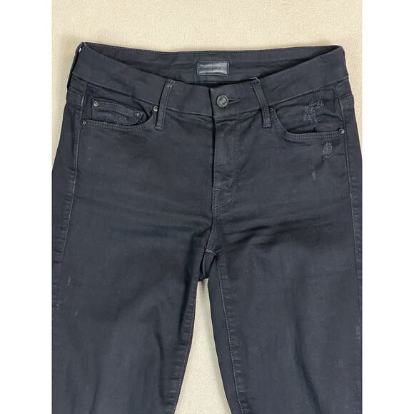 Mother Jeans Womens 25 Black Looker Ankle Fray Distressed Stretch Mid Rise Denim - Picture 2 of 14